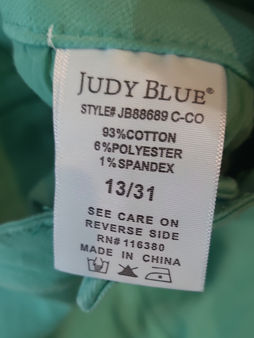 Judy Blue Bright Teal Slim Fit  Jeans  Stretchy Size 13/31 - Picture 6 of 12